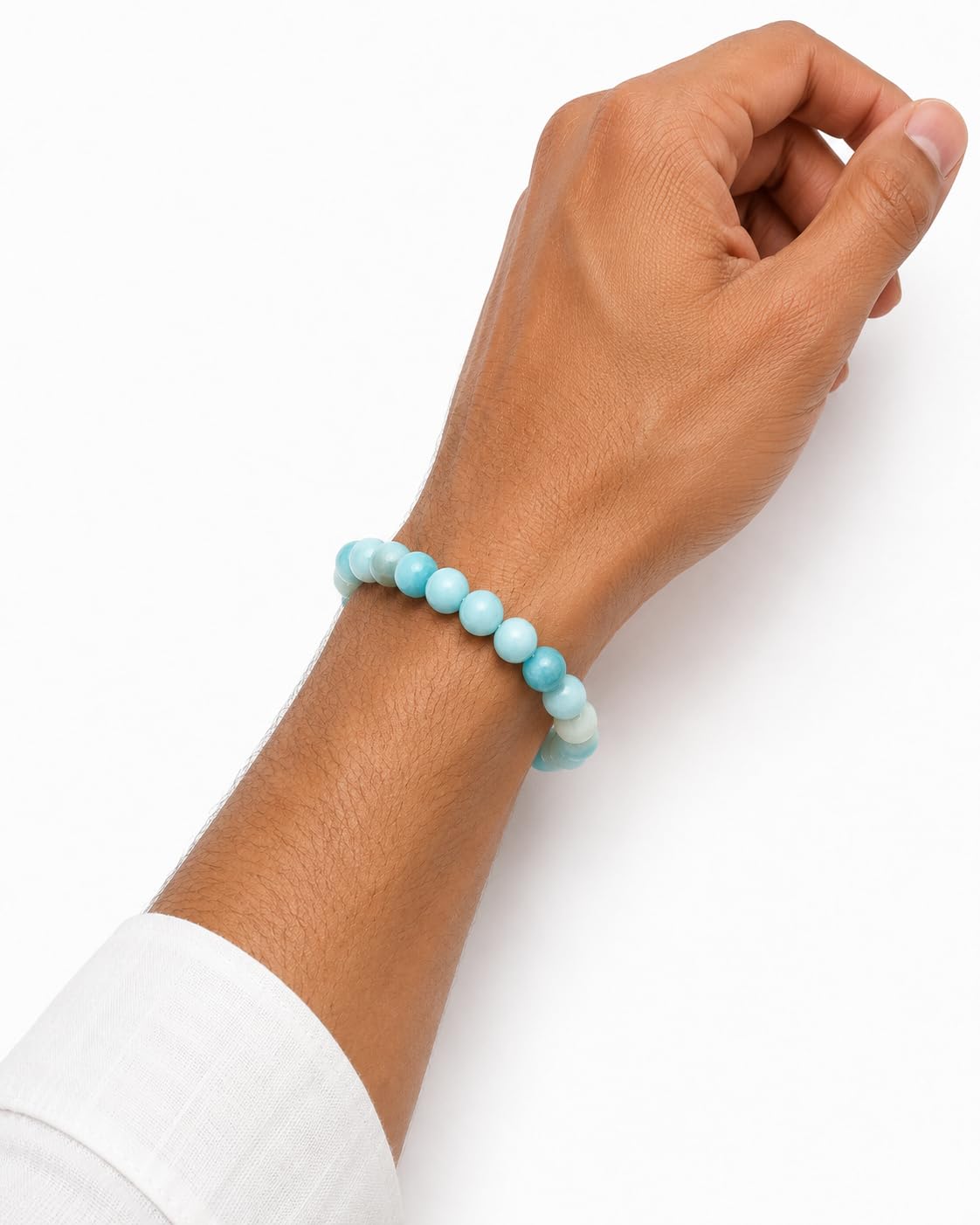 Dharmastu Natural Amazonite Bracelet for Women & Men | 8mm Certified Natural Gemstone Crystal Beads | Healing Crystal Bracelet for Peace, Good Luck, Prosperity, Focus, Meditation & Daily Wear (Color : Green)
