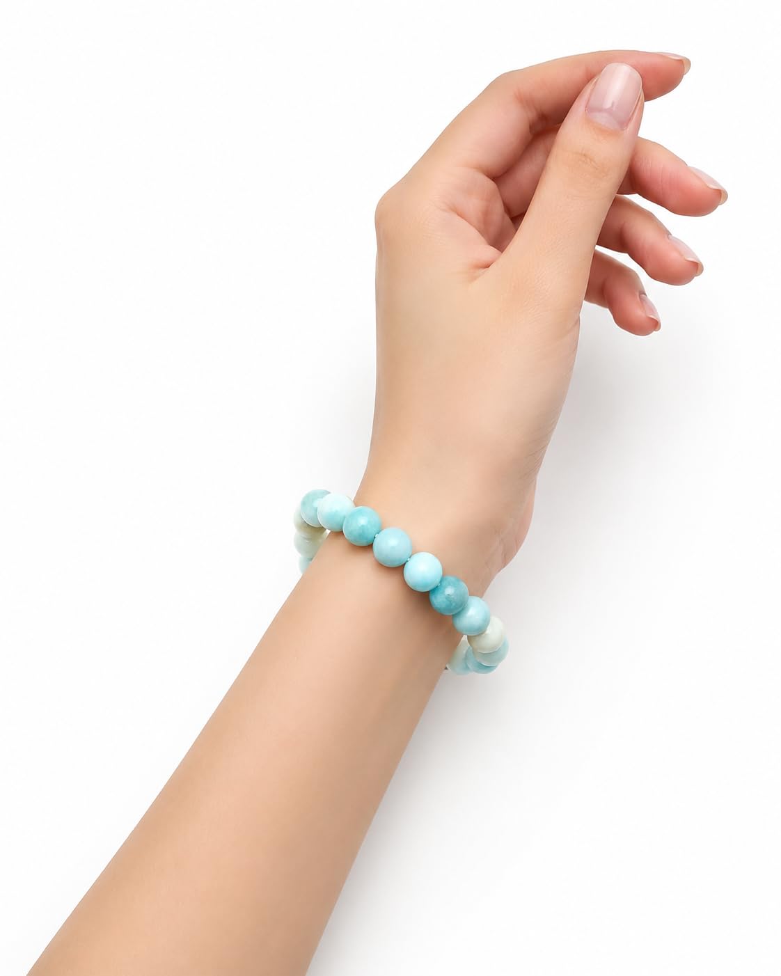 Dharmastu Natural Amazonite Bracelet for Women & Men | 8mm Certified Natural Gemstone Crystal Beads | Healing Crystal Bracelet for Peace, Good Luck, Prosperity, Focus, Meditation & Daily Wear (Color : Green)