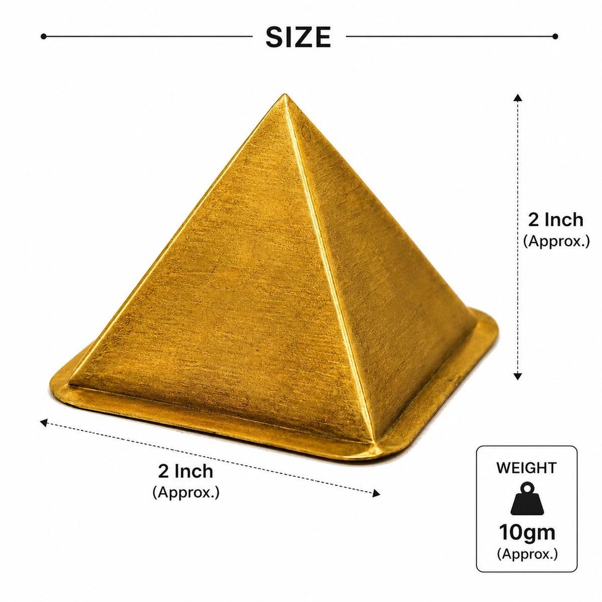 Pure Brass Hollow Curve Pyramid 2 Inch | Premium Brass Vastu Pyramid for Home & Office | Positive Energy, Wealth, Success, Health & Vastu Correction | 10g Approx | Pack of 1