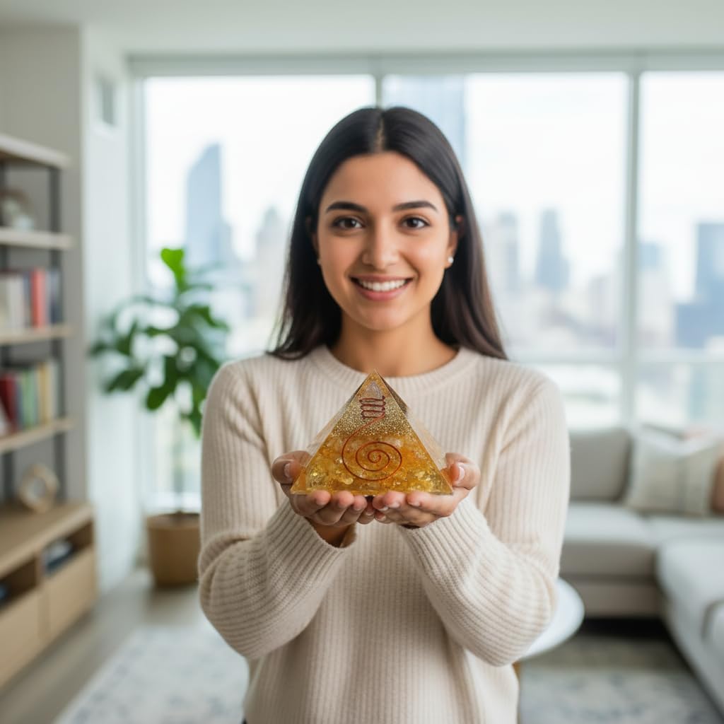 Citrine Pyramid 2 Inch | Natural Healing Stone for Love, Emotional Healing & Heart Chakra | Vastu Energy Decor for Home, Office, Meditation & Spiritual Spaces