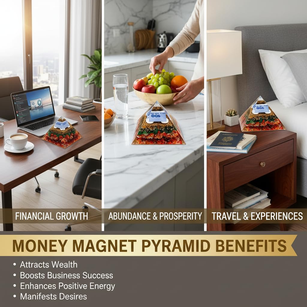 Money Magnet Pyramid 3 inches | Natural Healing Stone for Love, Emotional Healing & Heart Chakra | Vastu Energy Decor for Home, Office, Meditation & Spiritual Spaces