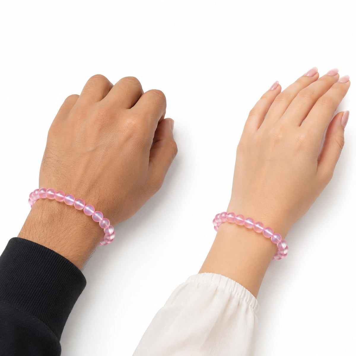 Natural Aura Quartz Crystal Beaded Bracelet for Men & Women | 8mm Pink Gemstone Stretch Band | Unisex Healing Stone Jewelry for Meditation, Yoga, dharmastu & Daily Wear