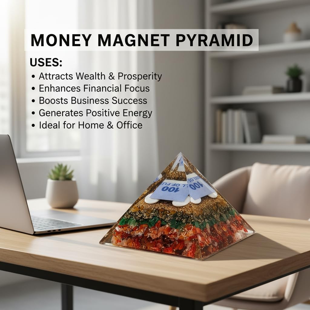Money Magnet Pyramid 3 inches | Natural Healing Stone for Love, Emotional Healing & Heart Chakra | Vastu Energy Decor for Home, Office, Meditation & Spiritual Spaces