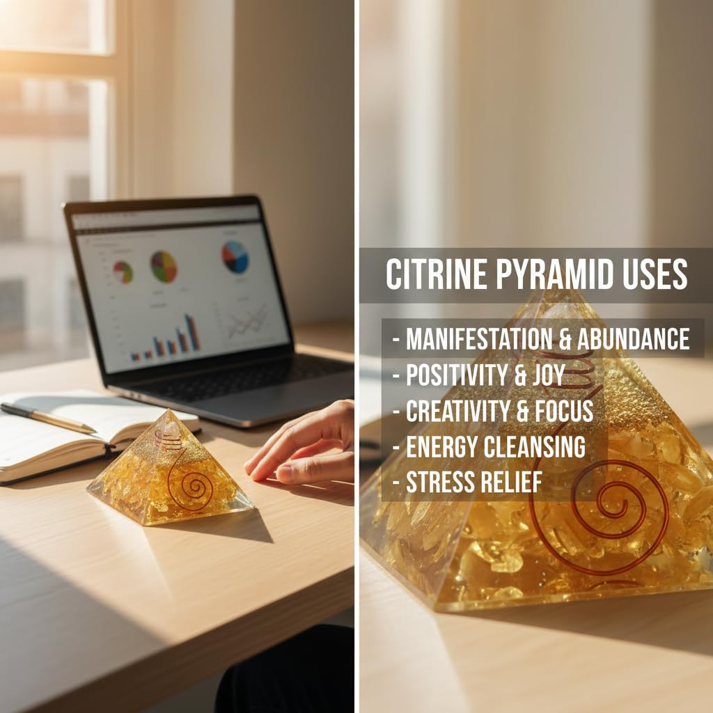 Citrine Pyramid 2 Inch | Natural Healing Stone for Love, Emotional Healing & Heart Chakra | Vastu Energy Decor for Home, Office, Meditation & Spiritual Spaces
