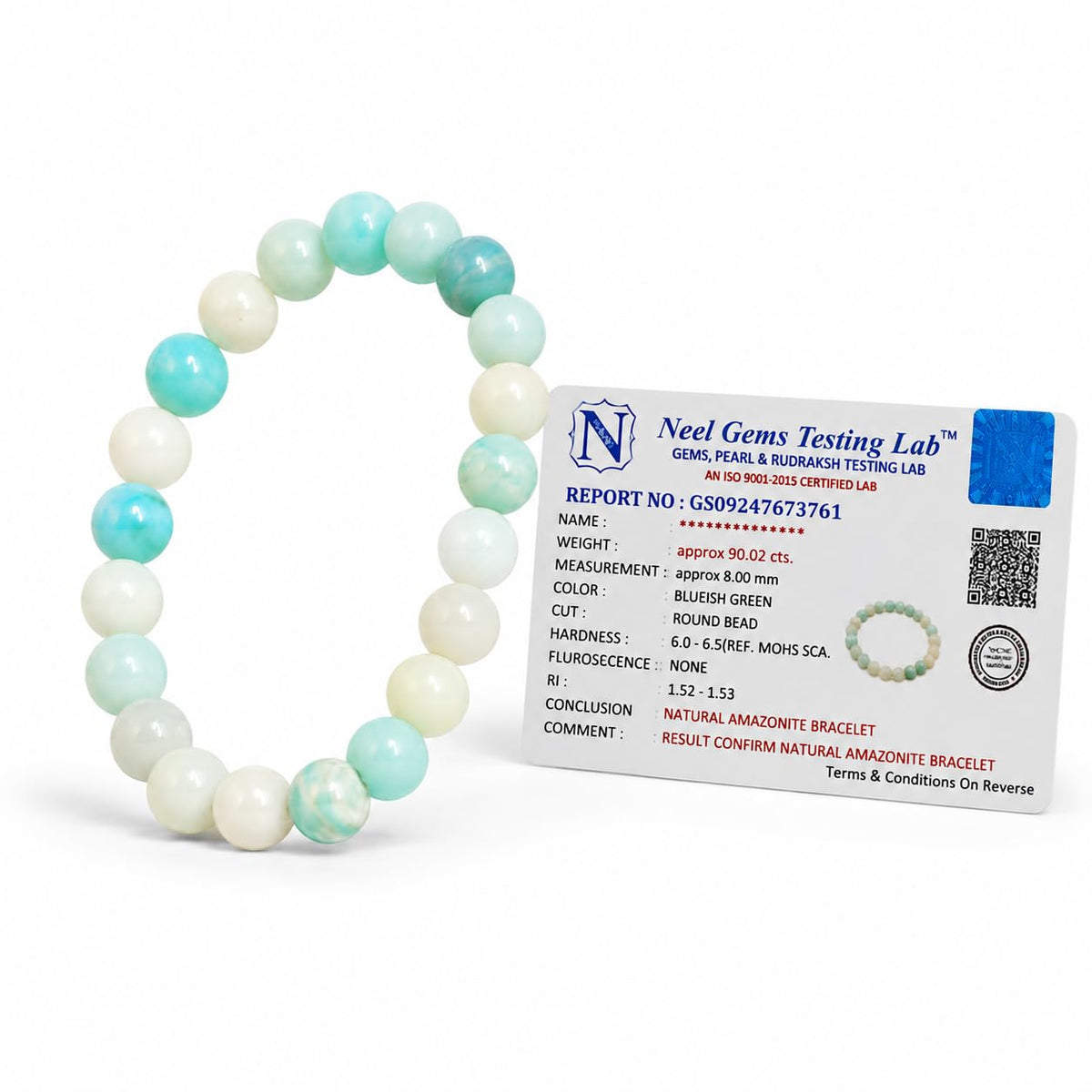 Dharmastu Natural Amazonite Bracelet for Women & Men | 8mm Certified Natural Gemstone Crystal Beads | Healing Crystal Bracelet for Peace, Good Luck, Prosperity, Focus, Meditation & Daily Wear (Color : Green)