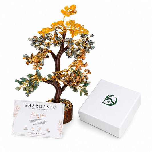 Natural Seven Chakra Crystal Tree, Gemstone Tree of Life Showpiece, Multicolor Feng Shui Decor for Home & Office, Decorative Fake Bonsai for Living Room, 600 Beads